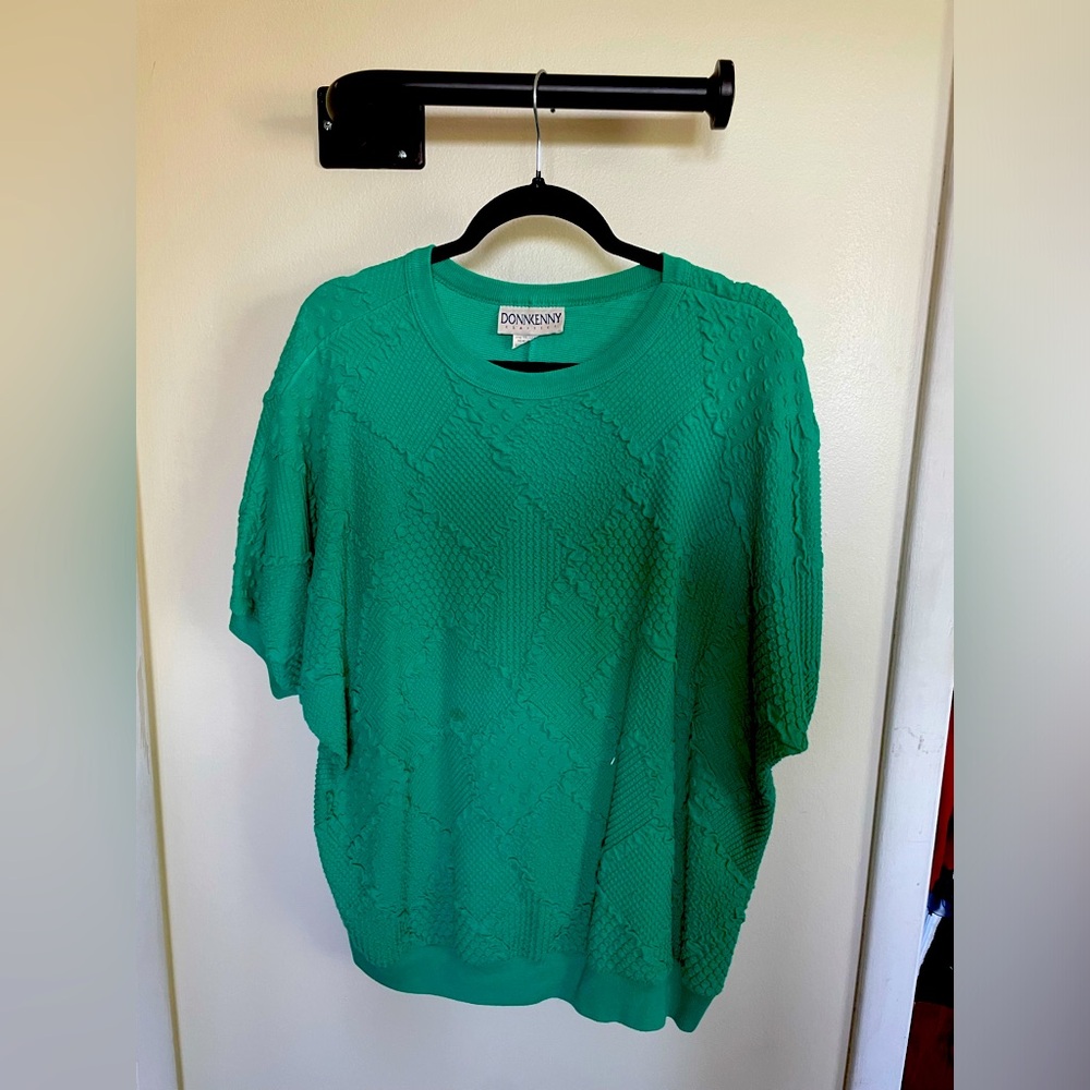 80s Donnkenny Classics Green Oversized Womens Size 2X Textured Top 💚